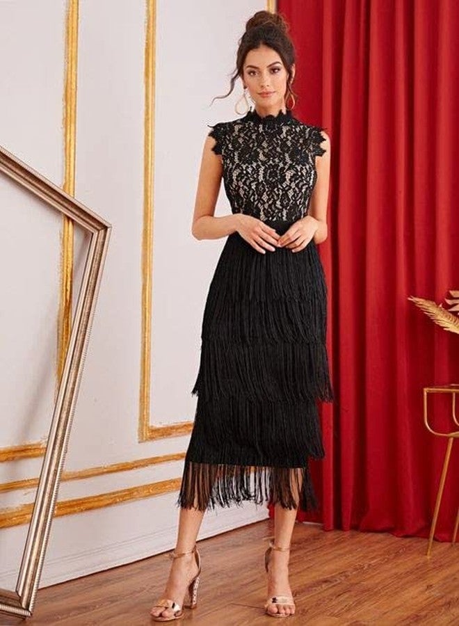 PREMDAS LACES PREMDAS LACE Black Colour 20inch Long Fringe Tassel Polyester Chainette Fringes Latin Dress Macrame Lace Samba Dancewear Trimming Trims 1 Meter Packing - Image 3